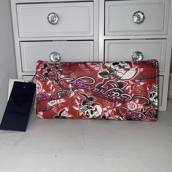 NWT Ed Hardy Skull and Rose Red Wallet - Picture 5 of 10